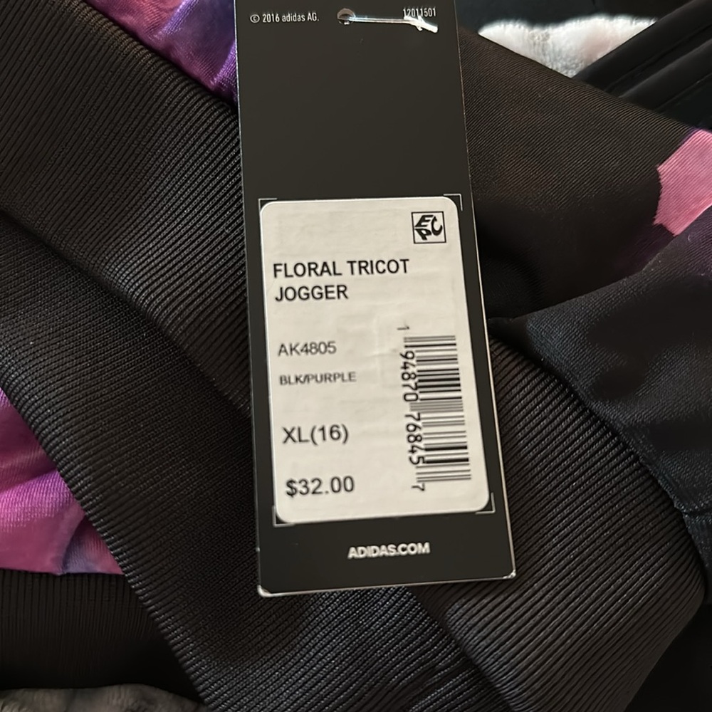 NWT Adidas Floral Tricot Jogger - Girls XL / 16 - Picture 5 of 6
